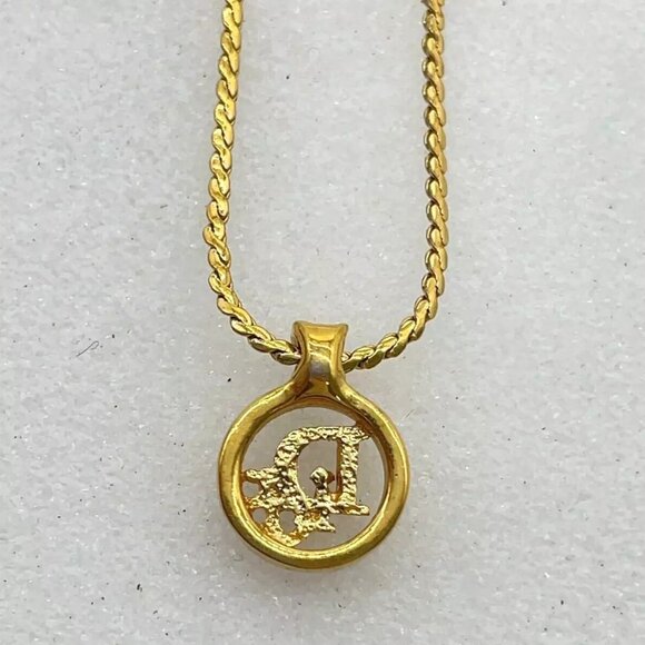 Auth Christian Dior Logo Gold Planting Necklace V120012 - Picture 2 of 9